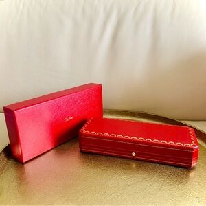 Cartier Red and Gold Jewelry Case Empty Gift Watch Storage Authentic Excellent